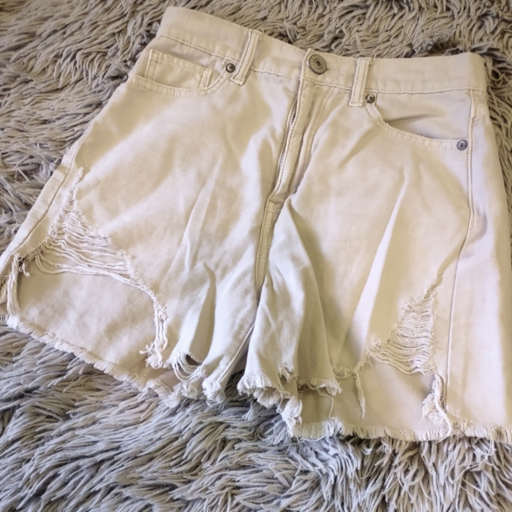 American Eagle Outfitters Cream Jean Shorts